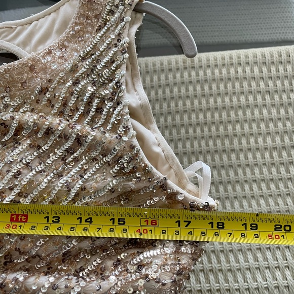 Aidan Mattox formal long gold beaded dress evening gown - Picture 13 of 14